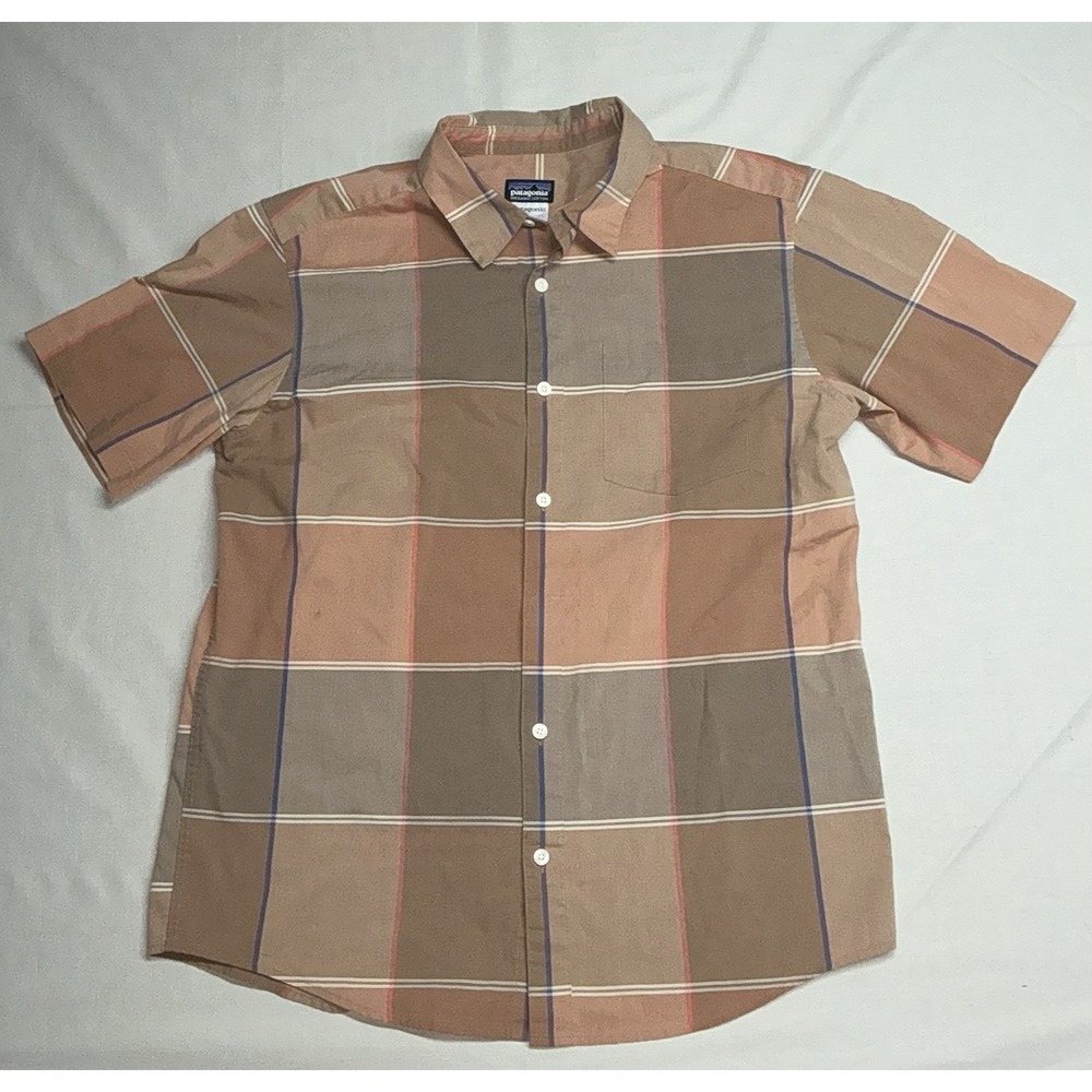 Patagonia Shirt Adult Medium Brown Plaid Cotton Blend Button Up Hike